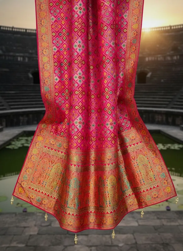 Pink_Patola_Silk_Jacquard_Woven_Printed_Saree_For_Women_|_With_Blouse_Piece