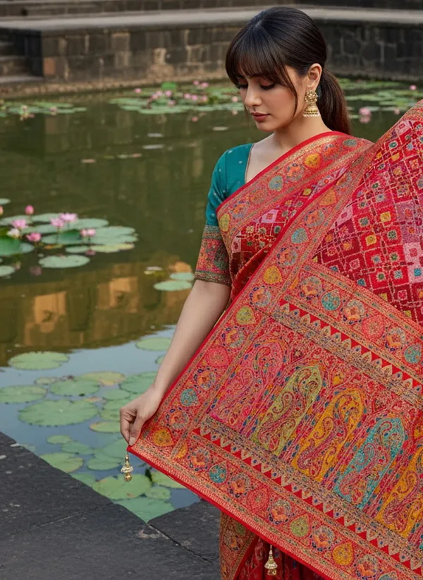Sariya_Red_Patola_Silk_Jacquard_Zari_Woven_Saree_For_Women_|_With_Blouse_Piece