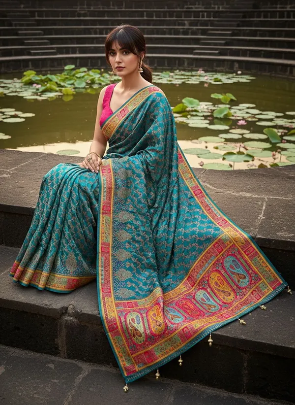 Sariya_Light_Green_Banarasi_Pure_Silk_Satin_Jacquard_Saree_For_Women_|_With_Blouse_Piece