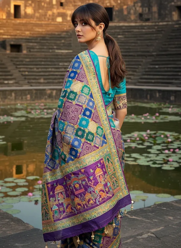 Purple_Georgette_Bandhani_Jacquard_Zari_Printed_Saree_For_Women_|_With_Blouse_Piece