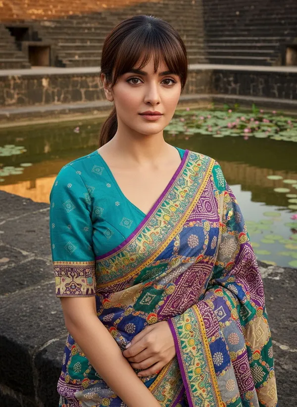 Purple_Georgette_Bandhani_Jacquard_Zari_Printed_Saree_For_Women_|_With_Blouse_Piece
