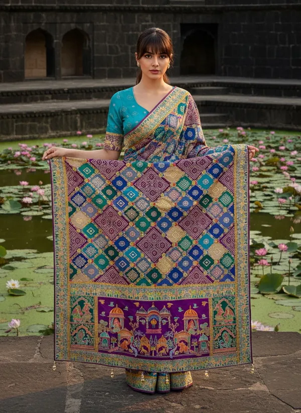 Purple_Georgette_Bandhani_Jacquard_Zari_Printed_Saree_For_Women_|_With_Blouse_Piece