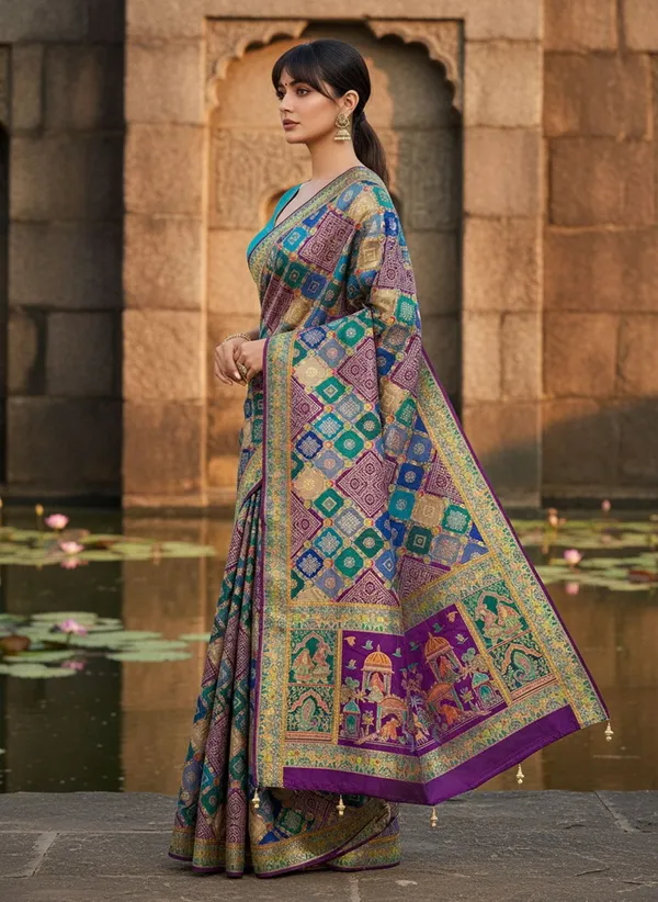 Purple_Georgette_Bandhani_Jacquard_Zari_Printed_Saree_For_Women_|_With_Blouse_Piece