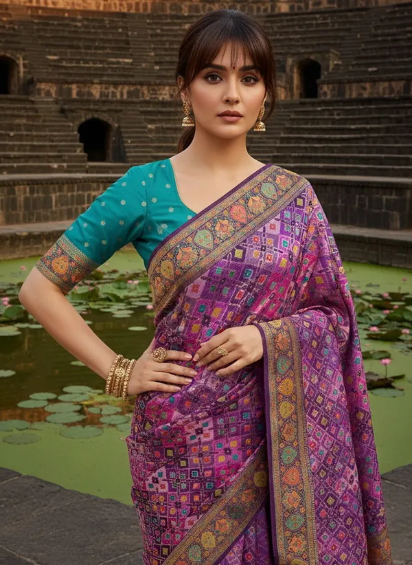 Sariya_Purple_Patola_Silk_Jacquard_Woven_Printed_Saree_For_Women_|_With_Blouse_Piece