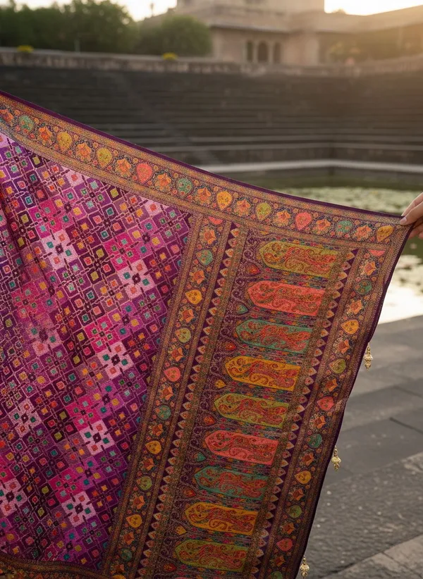 Sariya_Purple_Patola_Silk_Jacquard_Woven_Printed_Saree_For_Women_|_With_Blouse_Piece