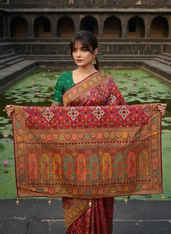 Maroon_Patola_Silk_Jacquard_Woven_Printed_Saree_For_Women_|_With_Blouse_Piece