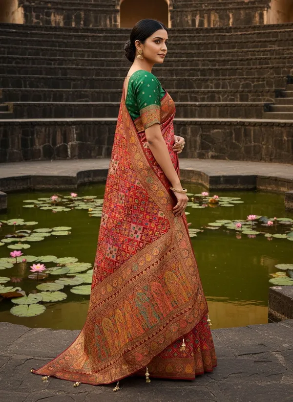 Maroon_Patola_Silk_Jacquard_Woven_Printed_Saree_For_Women_|_With_Blouse_Piece