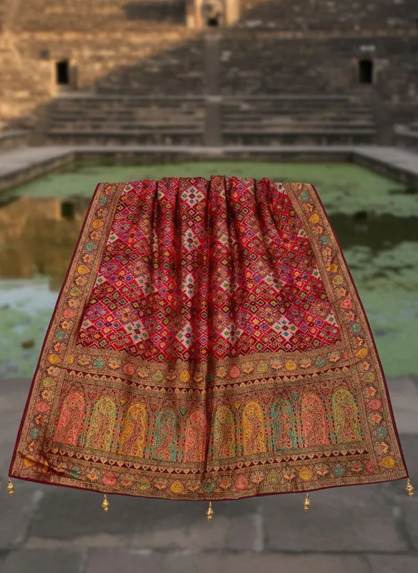 Maroon_Patola_Silk_Jacquard_Woven_Printed_Saree_For_Women_|_With_Blouse_Piece