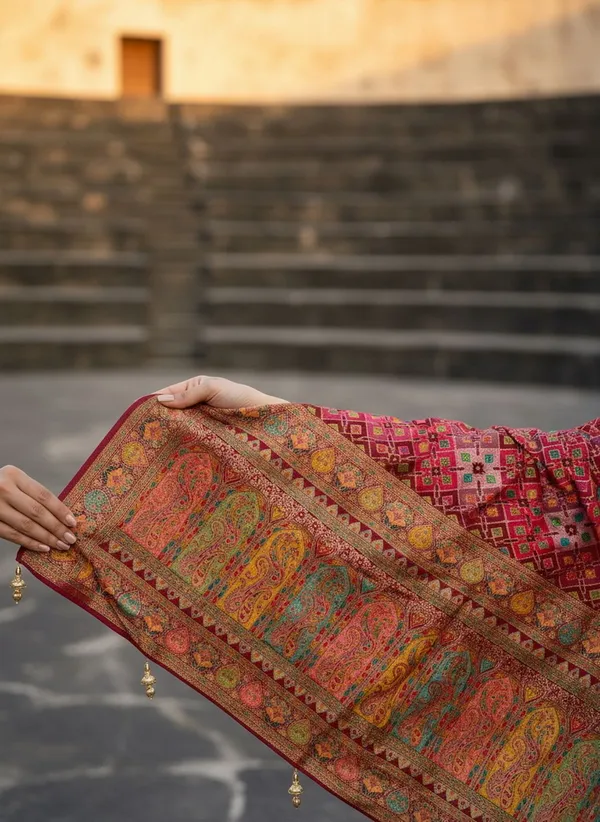 Maroon_Patola_Silk_Jacquard_Woven_Printed_Saree_For_Women_|_With_Blouse_Piece