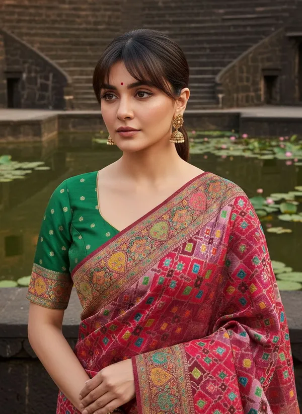 Maroon_Patola_Silk_Jacquard_Woven_Printed_Saree_For_Women_|_With_Blouse_Piece