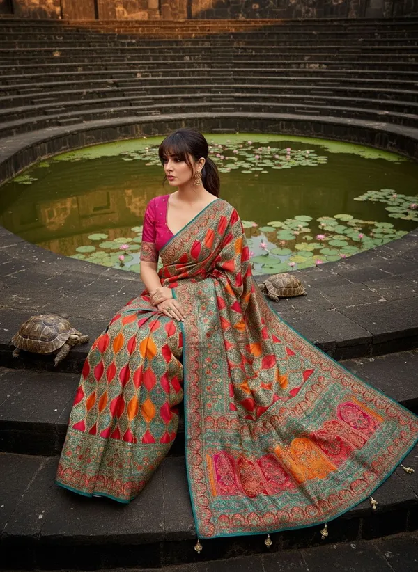Light_Green_Banarasi_Pure_Silk_Satin_Woven_Printed_Saree_For_Women_|_With_Blouse_Piece