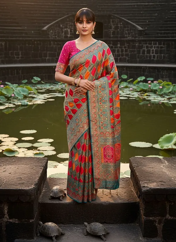 Light_Green_Banarasi_Pure_Silk_Satin_Woven_Printed_Saree_For_Women_|_With_Blouse_Piece