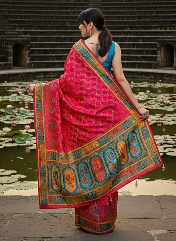 Pink_Banarasi_Pure_Silk_Jacquard_Woven_Printed_Saree_For_Women_|_With_Blouse_Piece