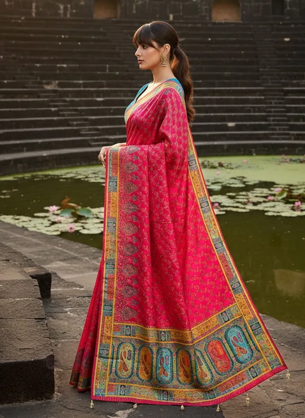 Pink_Banarasi_Pure_Silk_Jacquard_Woven_Printed_Saree_For_Women_|_With_Blouse_Piece