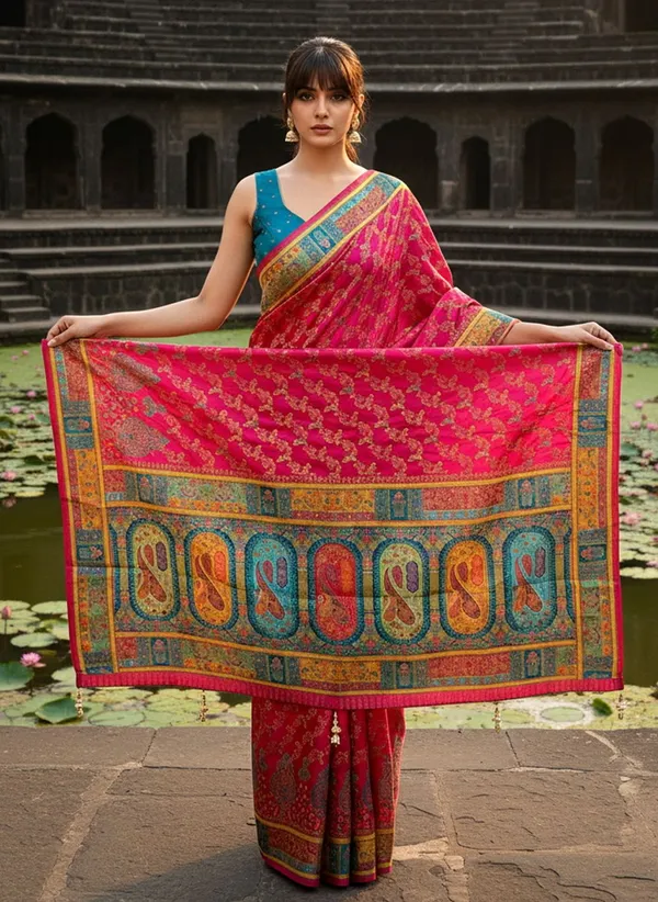 Pink_Banarasi_Pure_Silk_Jacquard_Woven_Printed_Saree_For_Women_|_With_Blouse_Piece