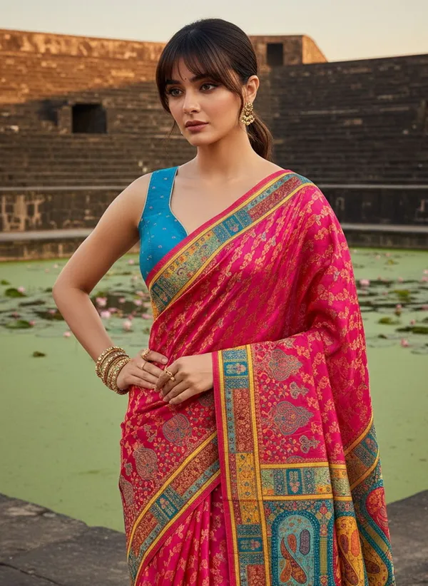 Pink_Banarasi_Pure_Silk_Jacquard_Woven_Printed_Saree_For_Women_|_With_Blouse_Piece