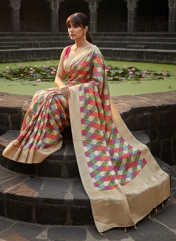 White_Banarasi_Pure_Silk_Satin_Jacquard_Woven_Saree_For_Women_|_With_Blouse_Piece