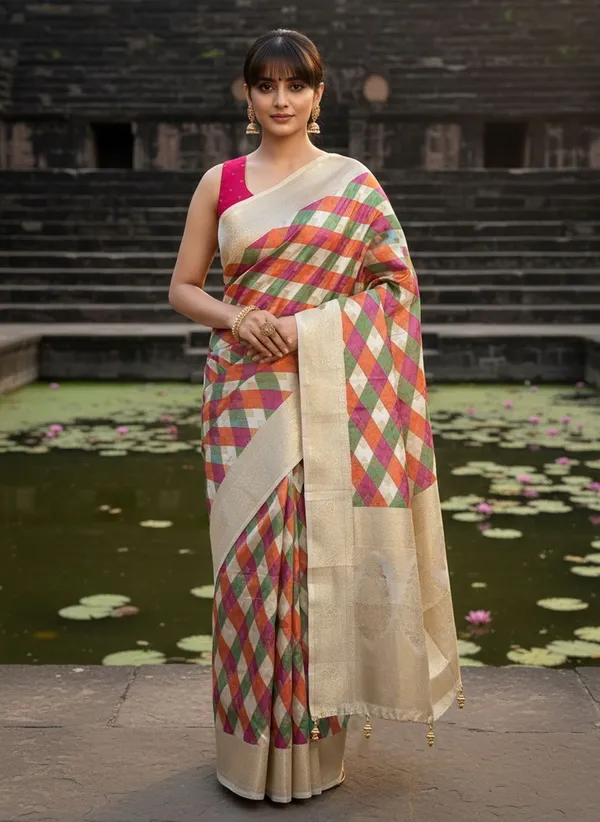 White_Banarasi_Pure_Silk_Satin_Jacquard_Woven_Saree_For_Women_|_With_Blouse_Piece