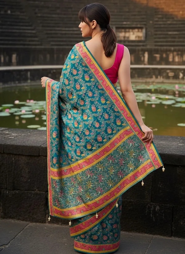 Teal_Banarasi_Pure_Silk_Jacquard_Zari_Woven_Saree_For_Women_|_With_Blouse_Piece