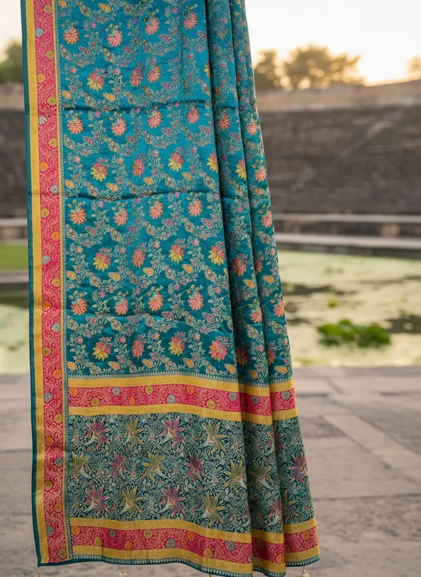 Teal_Banarasi_Pure_Silk_Jacquard_Zari_Woven_Saree_For_Women_|_With_Blouse_Piece