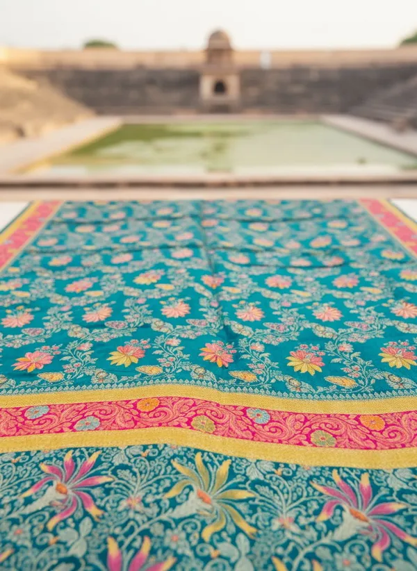 Teal_Banarasi_Pure_Silk_Jacquard_Zari_Woven_Saree_For_Women_|_With_Blouse_Piece