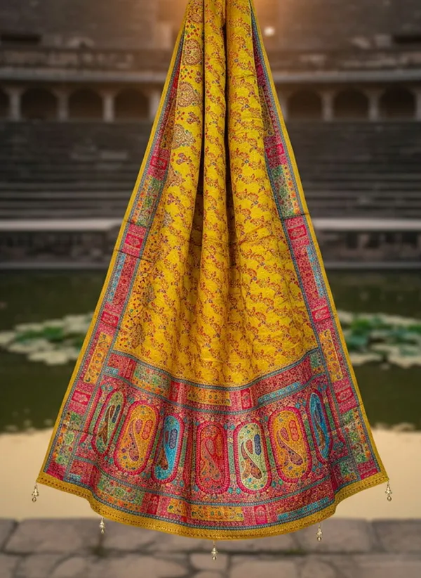 Mustard_Banarasi_Pure_Silk_Satin_Jacquard_Printed_Saree_For_Women_|_With_Blouse_Piece