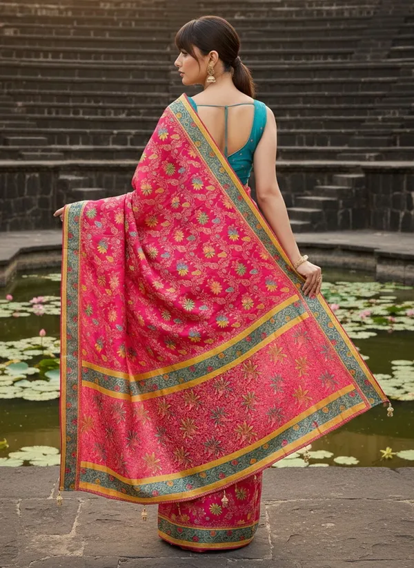 Pink_Banarasi_Pure_Silk_Satin_Woven_Printed_Saree_For_Women_|_With_Blouse_Piece