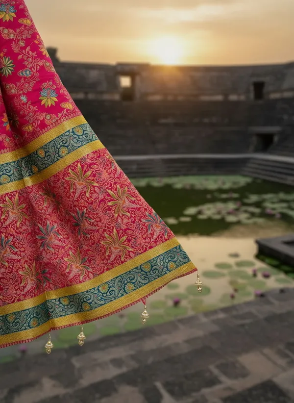 Pink_Banarasi_Pure_Silk_Satin_Woven_Printed_Saree_For_Women_|_With_Blouse_Piece