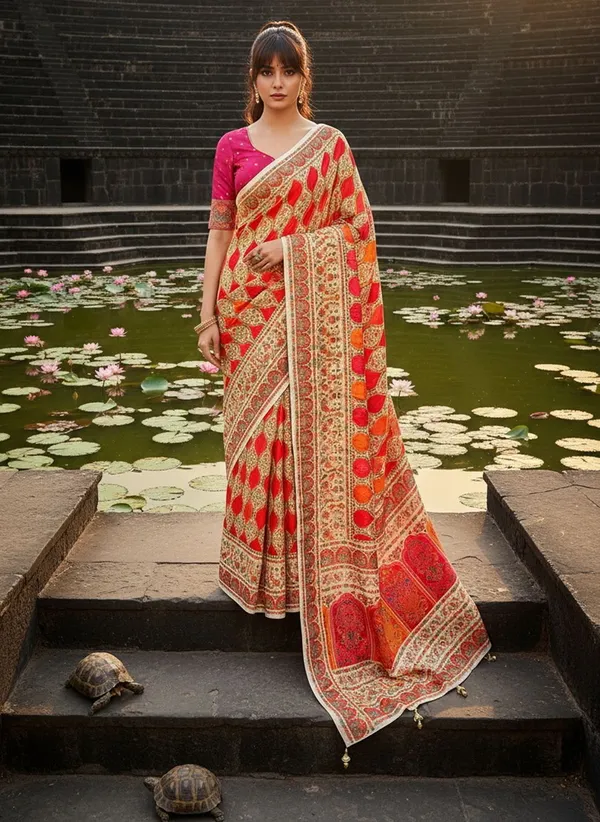 Sariya_White_Banarasi_Pure_Silk_Satin_Jacquard_Saree_For_Women_|_With_Blouse_Piece