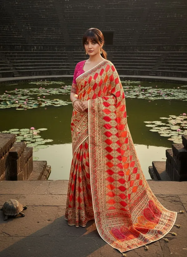 Sariya_White_Banarasi_Pure_Silk_Satin_Jacquard_Saree_For_Women_|_With_Blouse_Piece