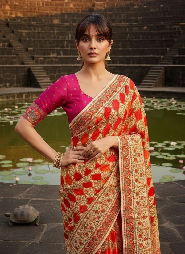 Sariya_White_Banarasi_Pure_Silk_Satin_Jacquard_Saree_For_Women_|_With_Blouse_Piece