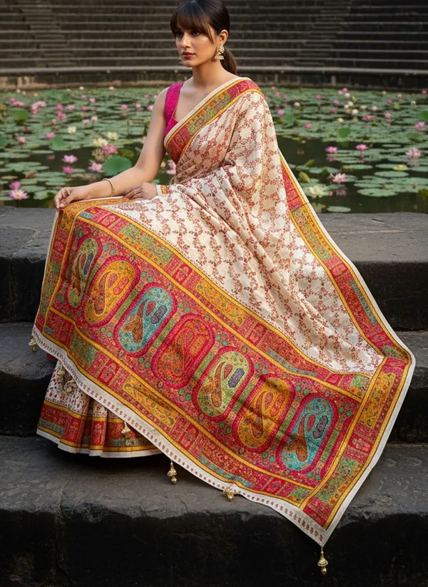 White_Banarasi_Pure_Silk_Woven_Saree_For_Women_|_With_Blouse_Piece