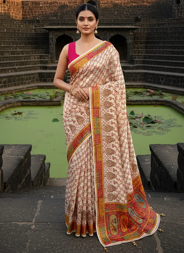 White_Banarasi_Pure_Silk_Woven_Saree_For_Women_|_With_Blouse_Piece
