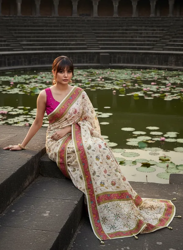 Sariya_White_Banarasi_Pure_Silk_Satin_Woven_Saree_For_Women_|_With_Blouse_Piece