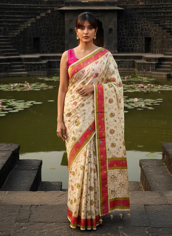 Sariya_White_Banarasi_Pure_Silk_Satin_Woven_Saree_For_Women_|_With_Blouse_Piece