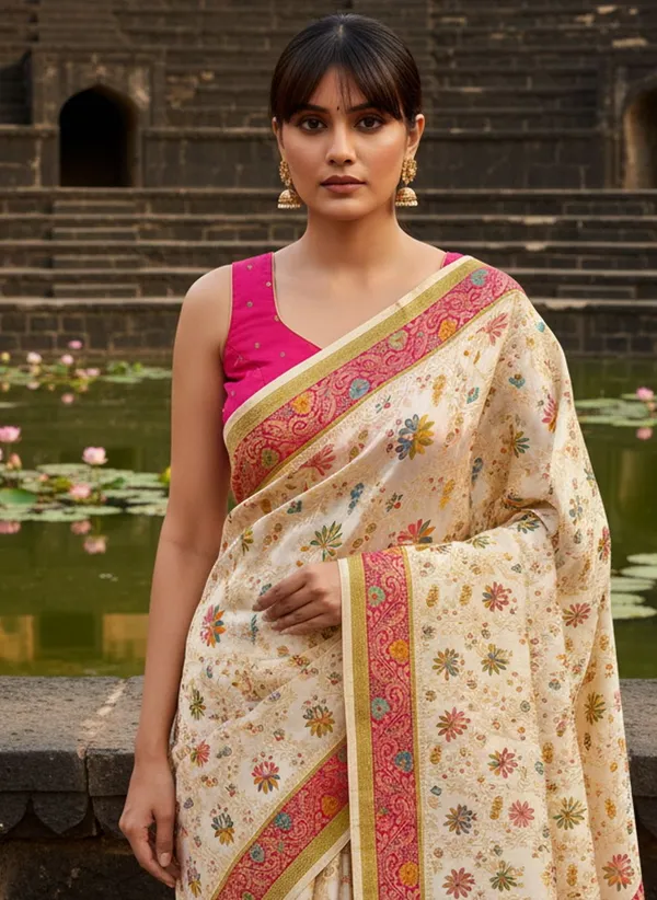 Sariya_White_Banarasi_Pure_Silk_Satin_Woven_Saree_For_Women_|_With_Blouse_Piece