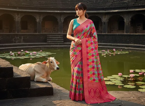 Pink_Banarasi_Pure_Silk_Satin_Jacquard_Woven_Saree_For_Women_|_With_Blouse_Piece