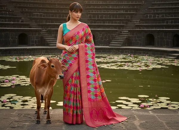 Pink_Banarasi_Pure_Silk_Satin_Jacquard_Woven_Saree_For_Women_|_With_Blouse_Piece
