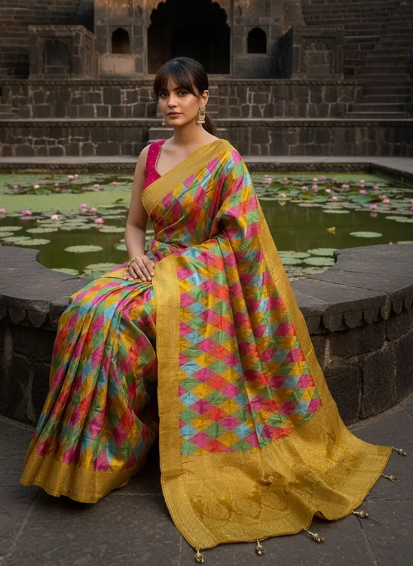Mustard_Banarasi_Pure_Silk_Woven_Saree_For_Women_|_With_Blouse_Piece