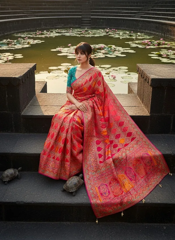 Sariya_Pink_Banarasi_Pure_Silk_Satin_Jacquard_Saree_For_Women_|_With_Blouse_Piece