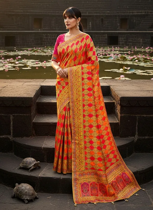Yellow_Banarasi_Pure_Silk_Satin_Jacquard_Woven_Saree_For_Women_|_With_Blouse_Piece