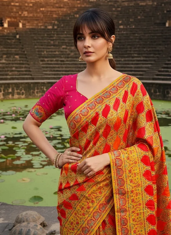 Yellow_Banarasi_Pure_Silk_Satin_Jacquard_Woven_Saree_For_Women_|_With_Blouse_Piece