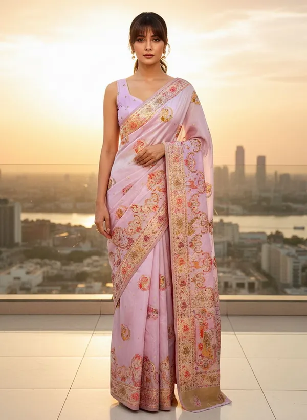 Purple_Semi_Pashmina_Jacquard_Woven_Saree_For_Women_|_With_Blouse_Piece