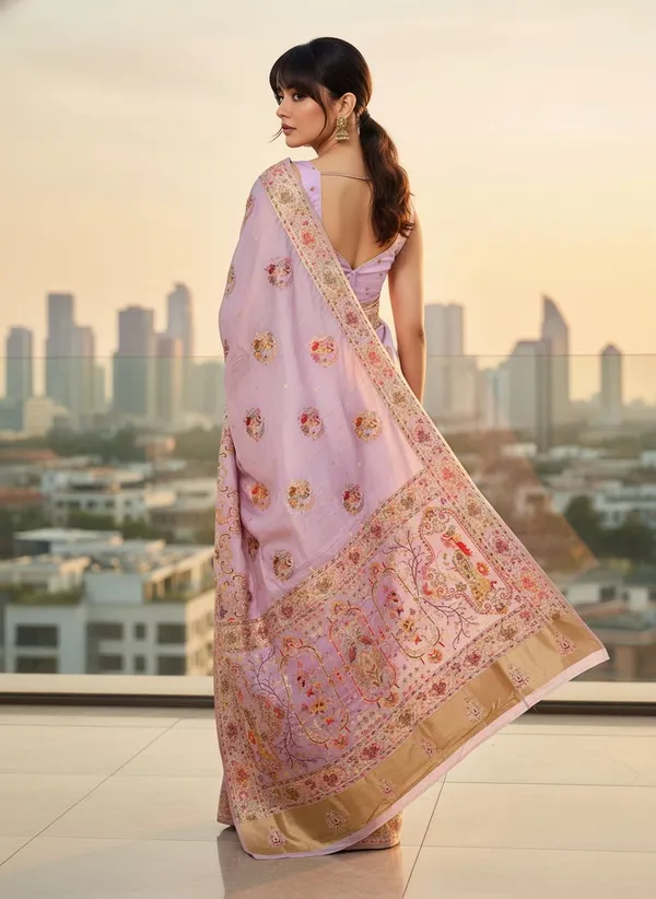 Purple_Semi_Pashmina_Jacquard_Woven_Saree_For_Women_|_With_Blouse_Piece