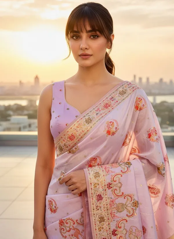 Purple_Semi_Pashmina_Jacquard_Woven_Saree_For_Women_|_With_Blouse_Piece