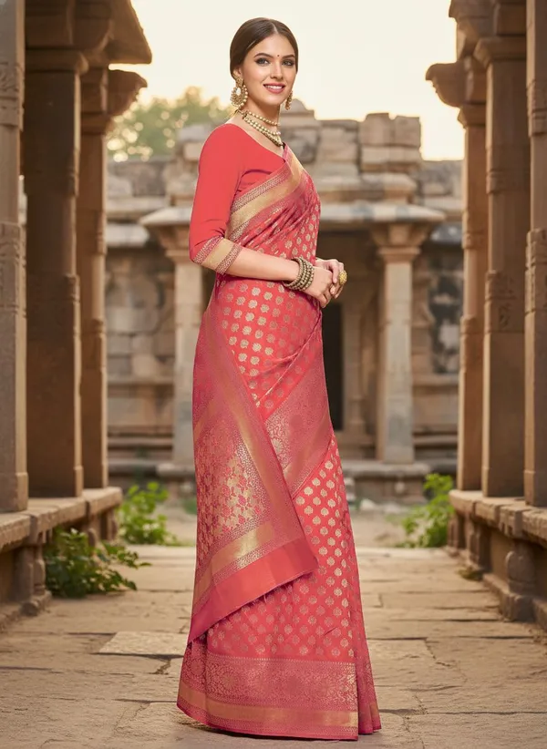 Pink_Georgette_Woven_Banarasi_Jacquard_Saree_For_Women_|_With_Blouse_Piece