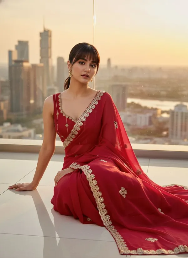 Maroon_Georgette_Embroidered_Embellished_Saree_For_Women_|_With_Blouse_Piece