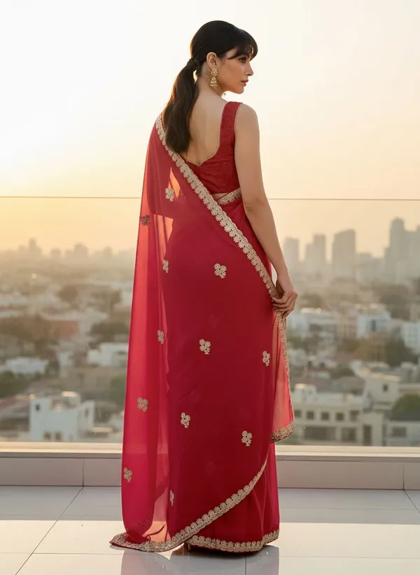 Maroon_Georgette_Embroidered_Embellished_Saree_For_Women_|_With_Blouse_Piece