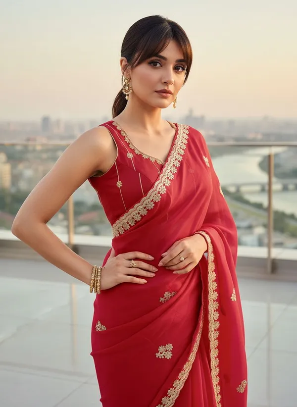 Maroon_Georgette_Embroidered_Embellished_Saree_For_Women_|_With_Blouse_Piece