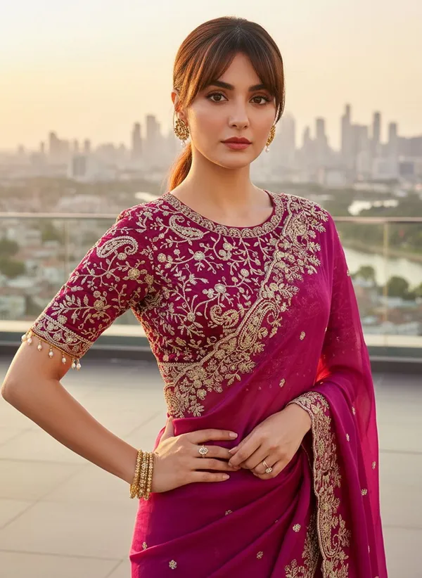 Purple_Satin_Organza_Embroidered_Sequin_Work_Saree_For_Women_|_With_Blouse_Piece